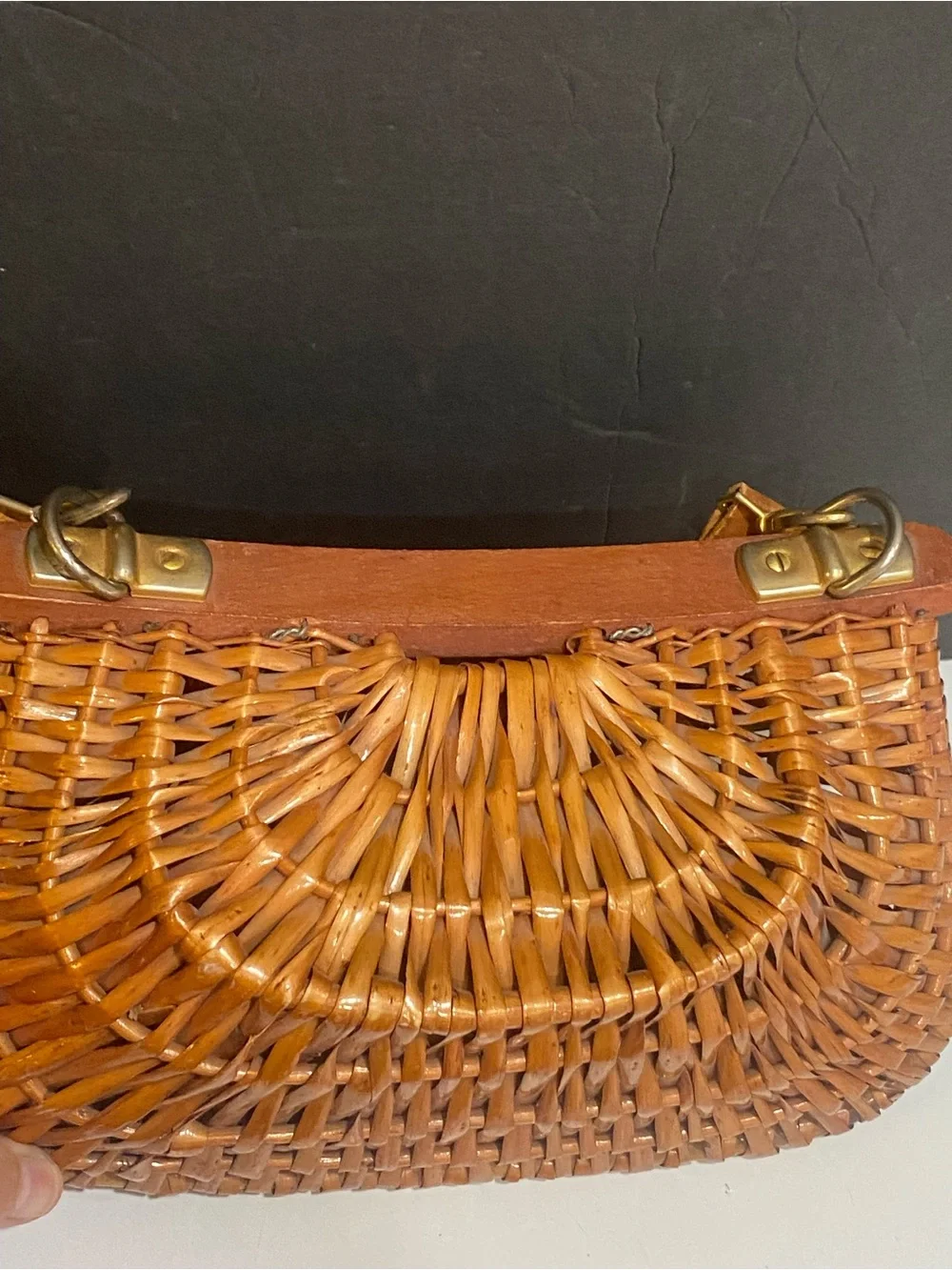 Vintage Ann Taylor Made in Italy Wicker Rattan Leather Crossbody Purse Boho